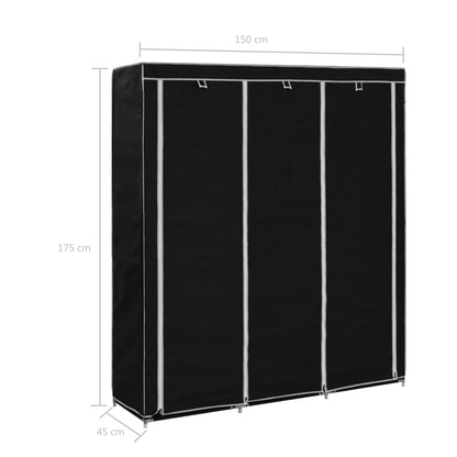 Armadio con Scomparti e Aste Nero 150x45x175 cm in Tessuto - homemem39