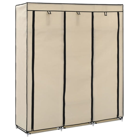 Armadio con Scomparti e Aste Crema 150x45x175 cm in Tessuto - homemem39