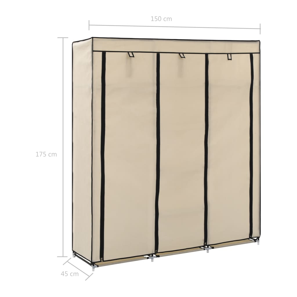 Armadio con Scomparti e Aste Crema 150x45x175 cm in Tessuto - homemem39