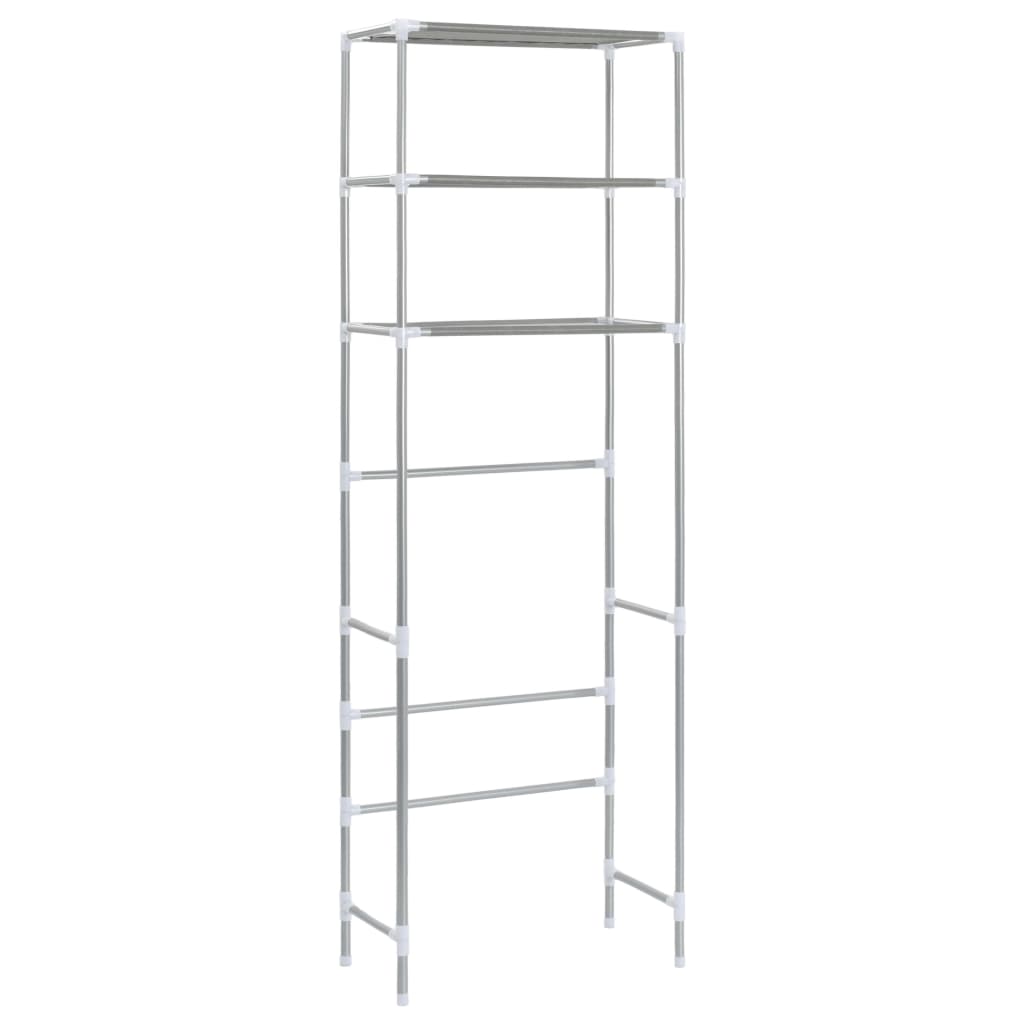 Scaffale per Bagno con 3 Ripiani Argento 53x28x169 cm - homemem39