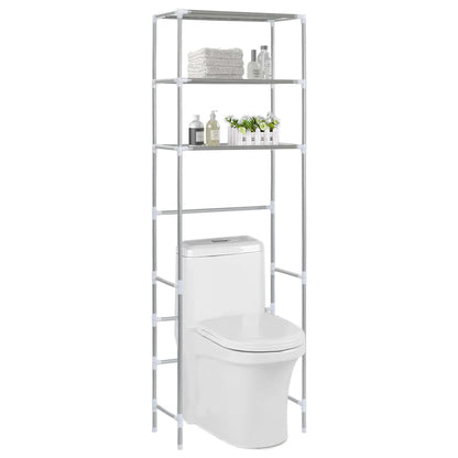 Scaffale per Bagno con 3 Ripiani Argento 53x28x169 cm - homemem39