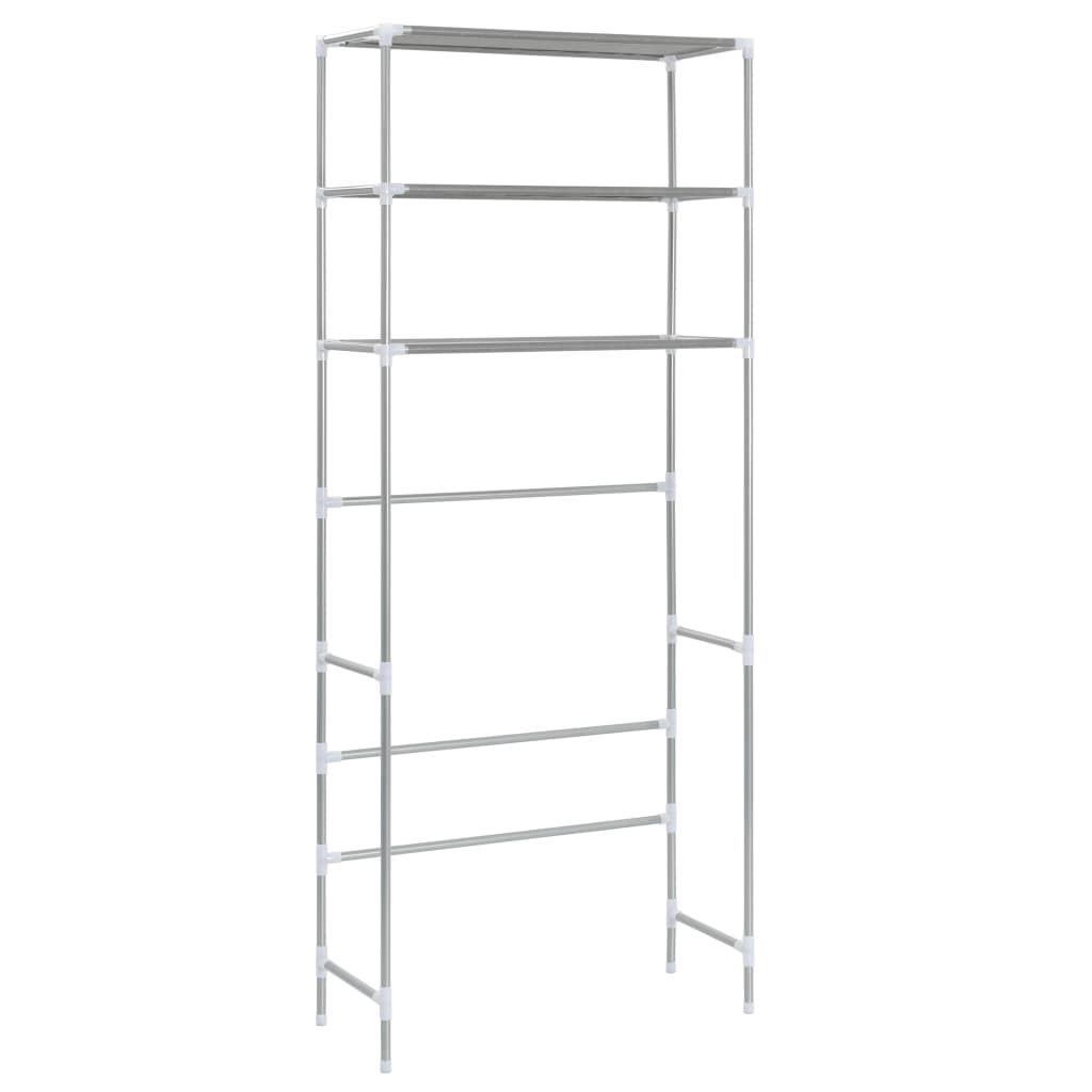 Scaffale per Lavatrice con 3 Ripiani Argento 69x28x169 cm - homemem39