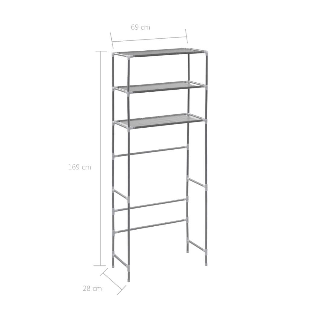 Scaffale per Lavatrice con 3 Ripiani Argento 69x28x169 cm - homemem39