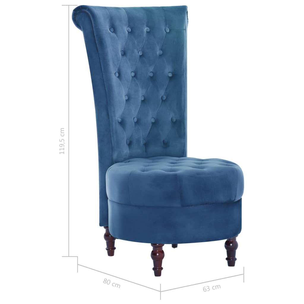 Sedia con Schienale Alto in Velluto Blu - homemem39