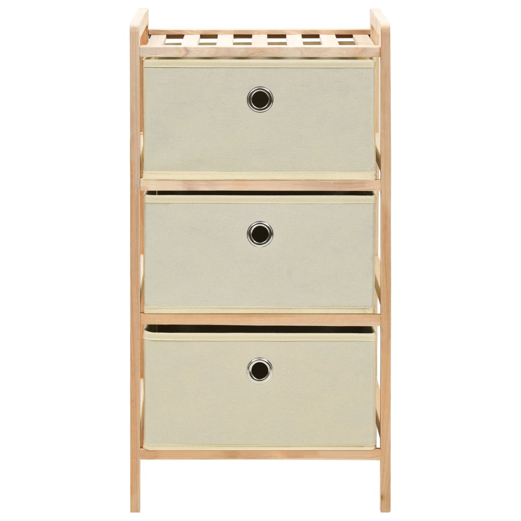 Scaffali con 3 Cesti in Tessuto 2 pz in Legno di Cedro Beige - homemem39