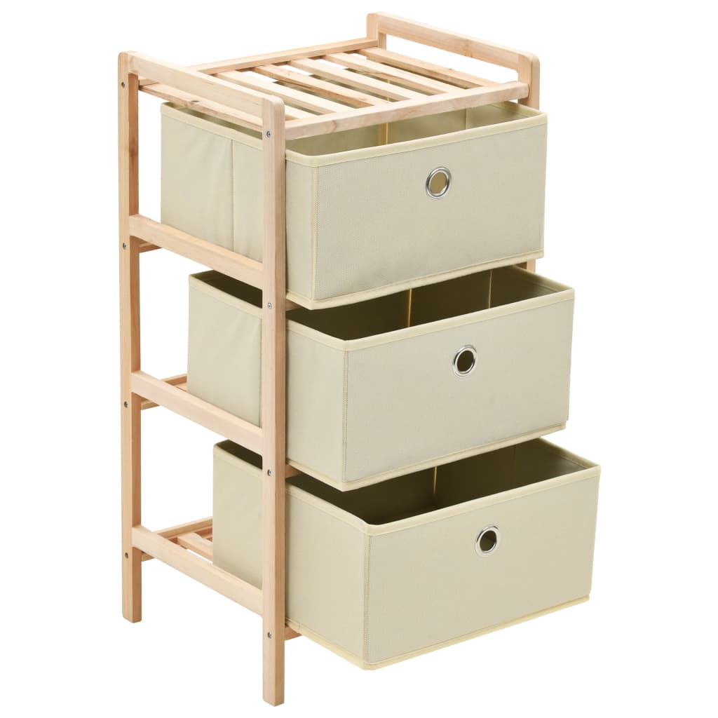 Scaffali con 3 Cesti in Tessuto 2 pz in Legno di Cedro Beige - homemem39