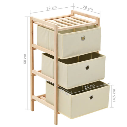 Scaffali con 3 Cesti in Tessuto 2 pz in Legno di Cedro Beige - homemem39