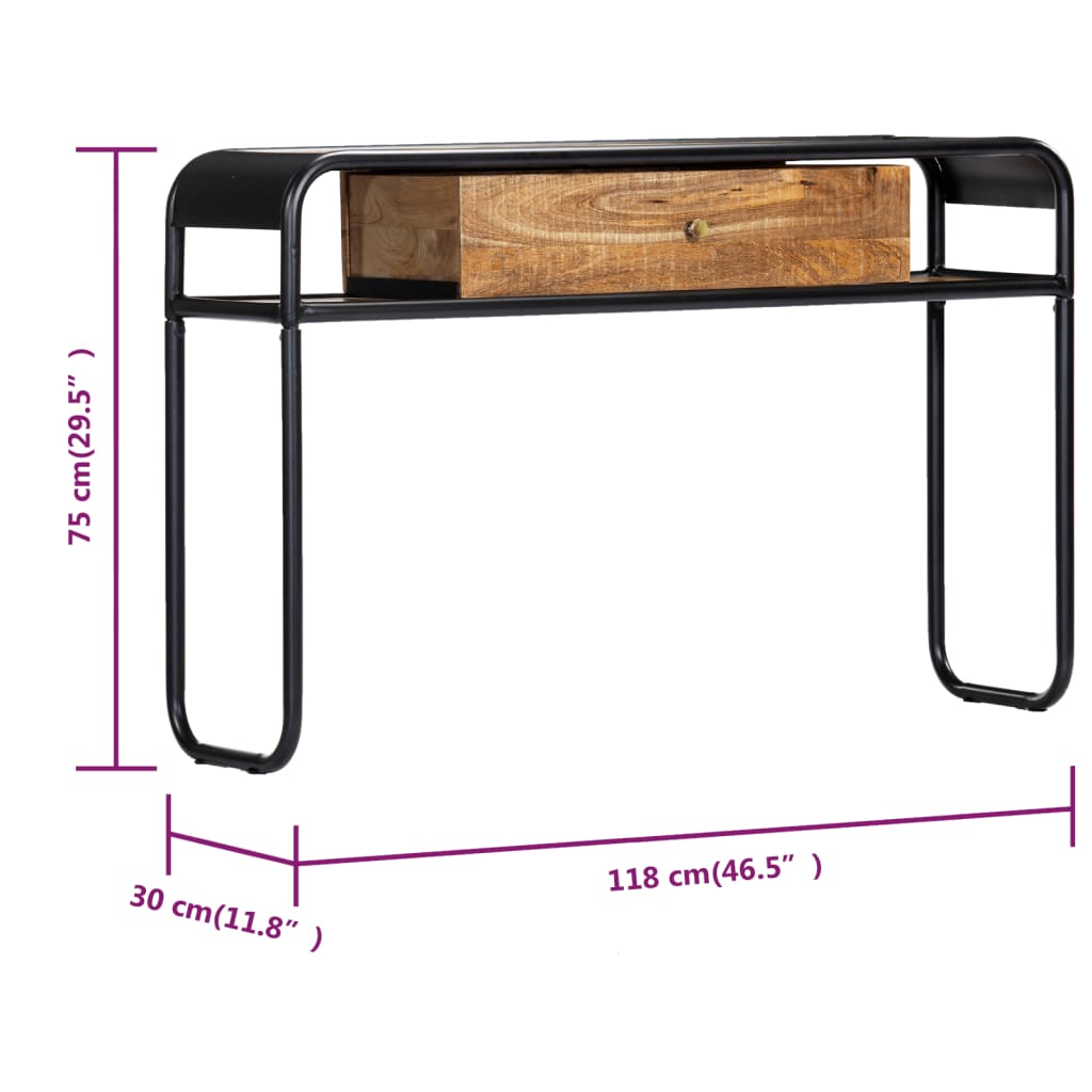 Tavolo Consolle 118x30x75 cm in Legno Massello di Mango - homemem39