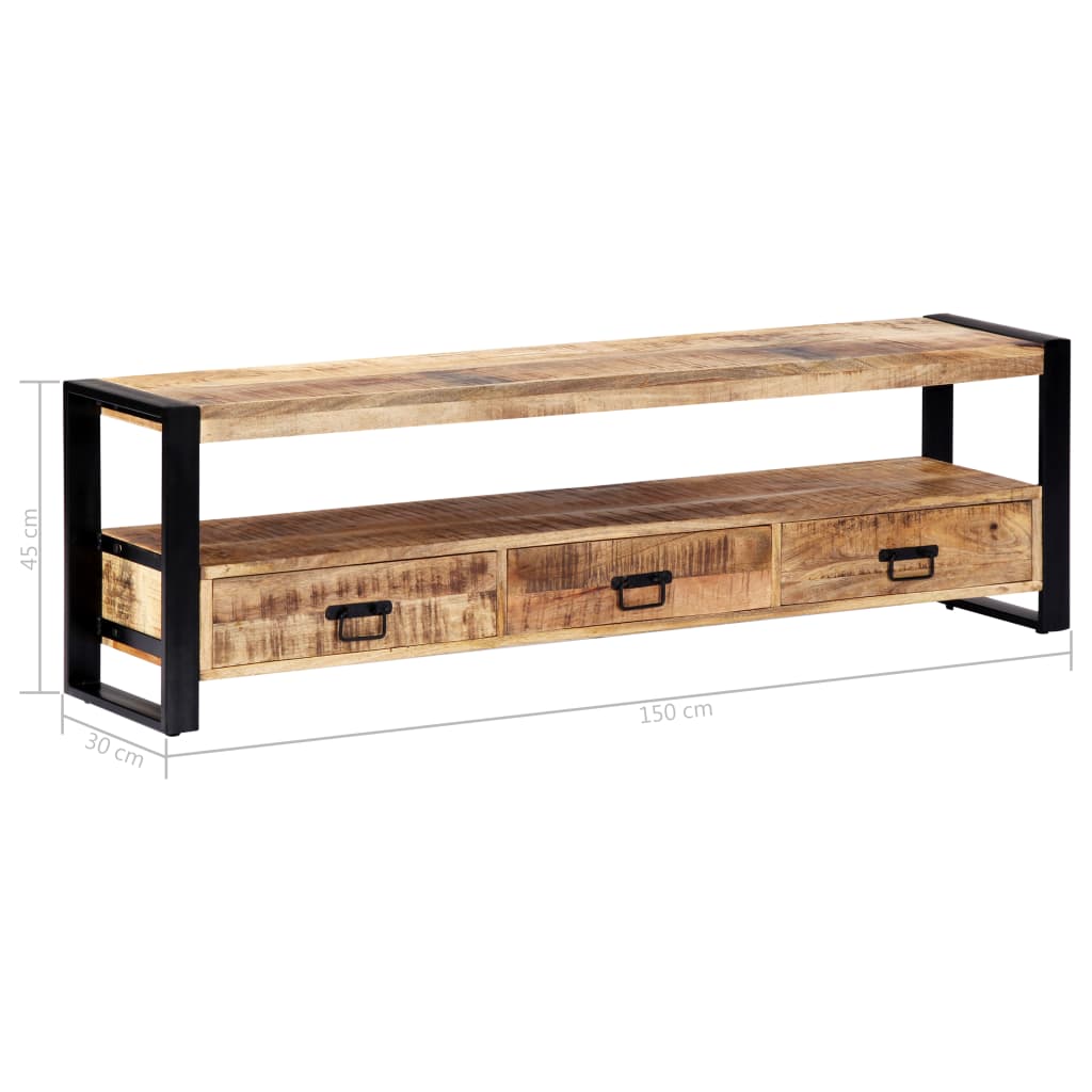 Mobile Porta TV 150x30x45 cm in Legno Massello di Mango - homemem39