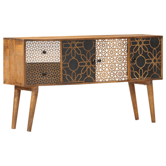 Credenza con Motivo Stampato 130x30x70 cm in Massello di Mango - homemem39