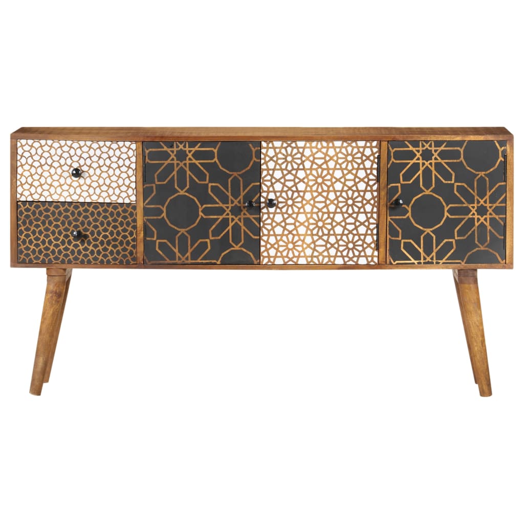 Credenza con Motivo Stampato 130x30x70 cm in Massello di Mango - homemem39