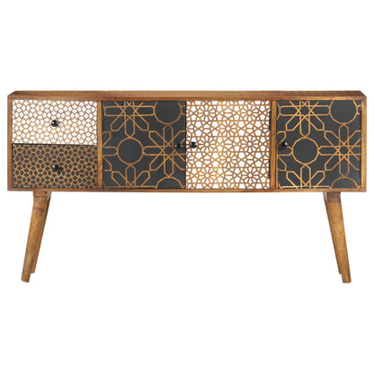 Credenza con Motivo Stampato 130x30x70 cm in Massello di Mango - homemem39