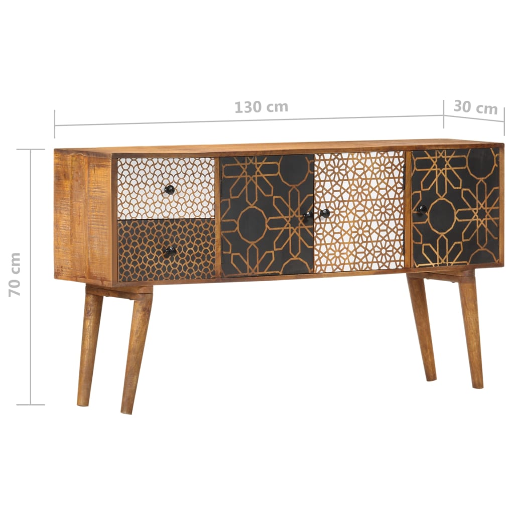 Credenza con Motivo Stampato 130x30x70 cm in Massello di Mango - homemem39