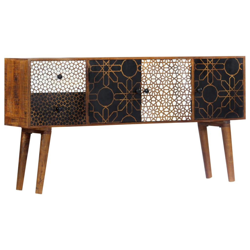 Credenza con Motivo Stampato 130x30x70 cm in Massello di Mango - homemem39