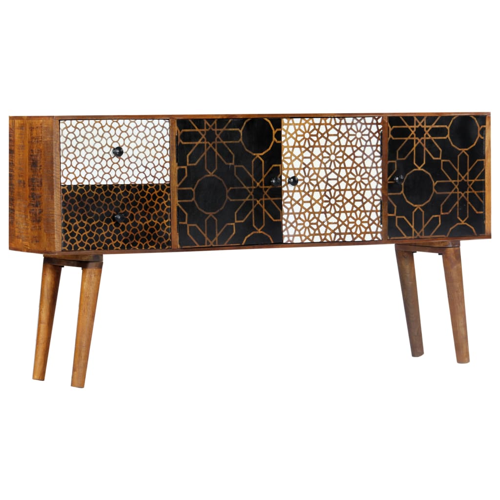 Credenza con Motivo Stampato 130x30x70 cm in Massello di Mango - homemem39