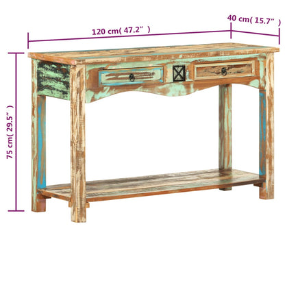 Tavolo Consolle 120x40x75 cm in Legno Massello di Recupero - homemem39