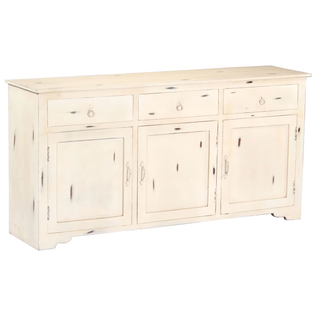 Credenza Bianca 160x40x80 cm Legno Massello di Mango - homemem39