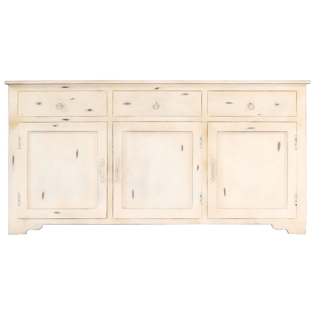 Credenza Bianca 160x40x80 cm Legno Massello di Mango - homemem39