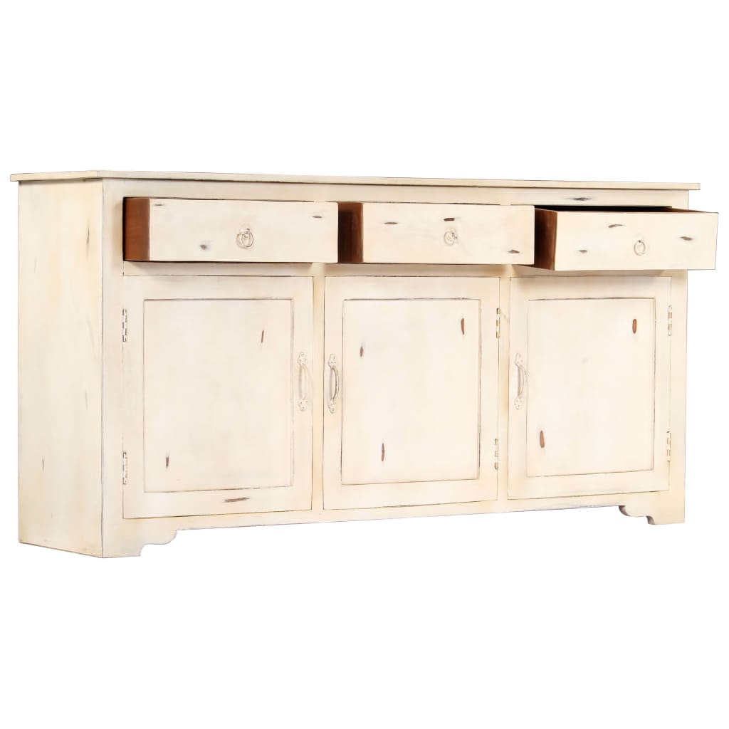 Credenza Bianca 160x40x80 cm Legno Massello di Mango - homemem39