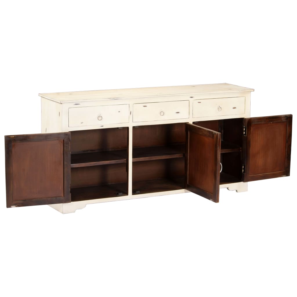 Credenza Bianca 160x40x80 cm Legno Massello di Mango - homemem39