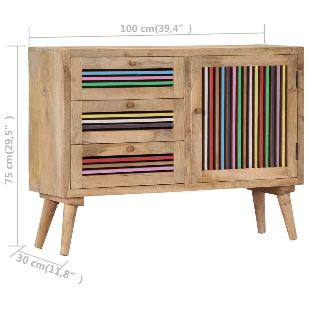 Credenza 100x30x75 cm in Legno Massello di Mango - homemem39