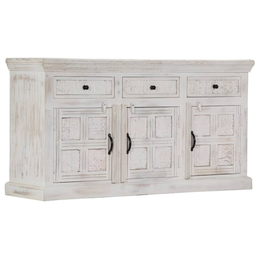 Credenza Bianca 140x40x74 cm in Legno Massello di Mango - homemem39