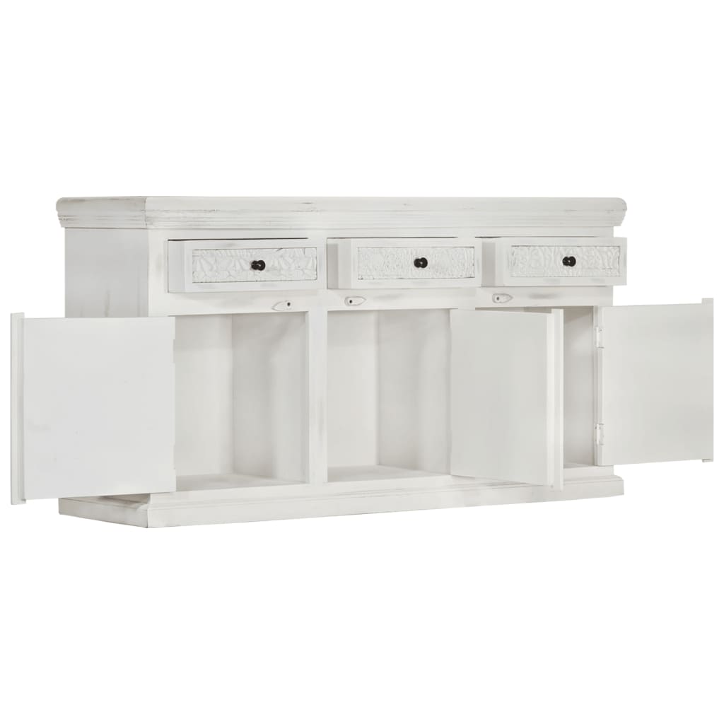 Credenza Bianca 140x40x74 cm in Legno Massello di Mango - homemem39