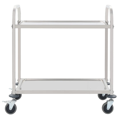 Carrello da Cucina a 2 Livelli 96,5x55x90 cm in Acciaio Inox - homemem39