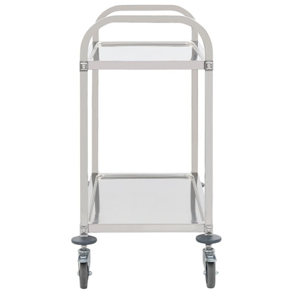 Carrello da Cucina a 2 Livelli 96,5x55x90 cm in Acciaio Inox - homemem39