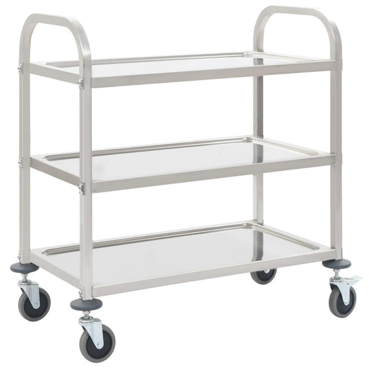 Carrello da Cucina a 3 Livelli 95x45x83,5 cm in Acciaio Inox - homemem39