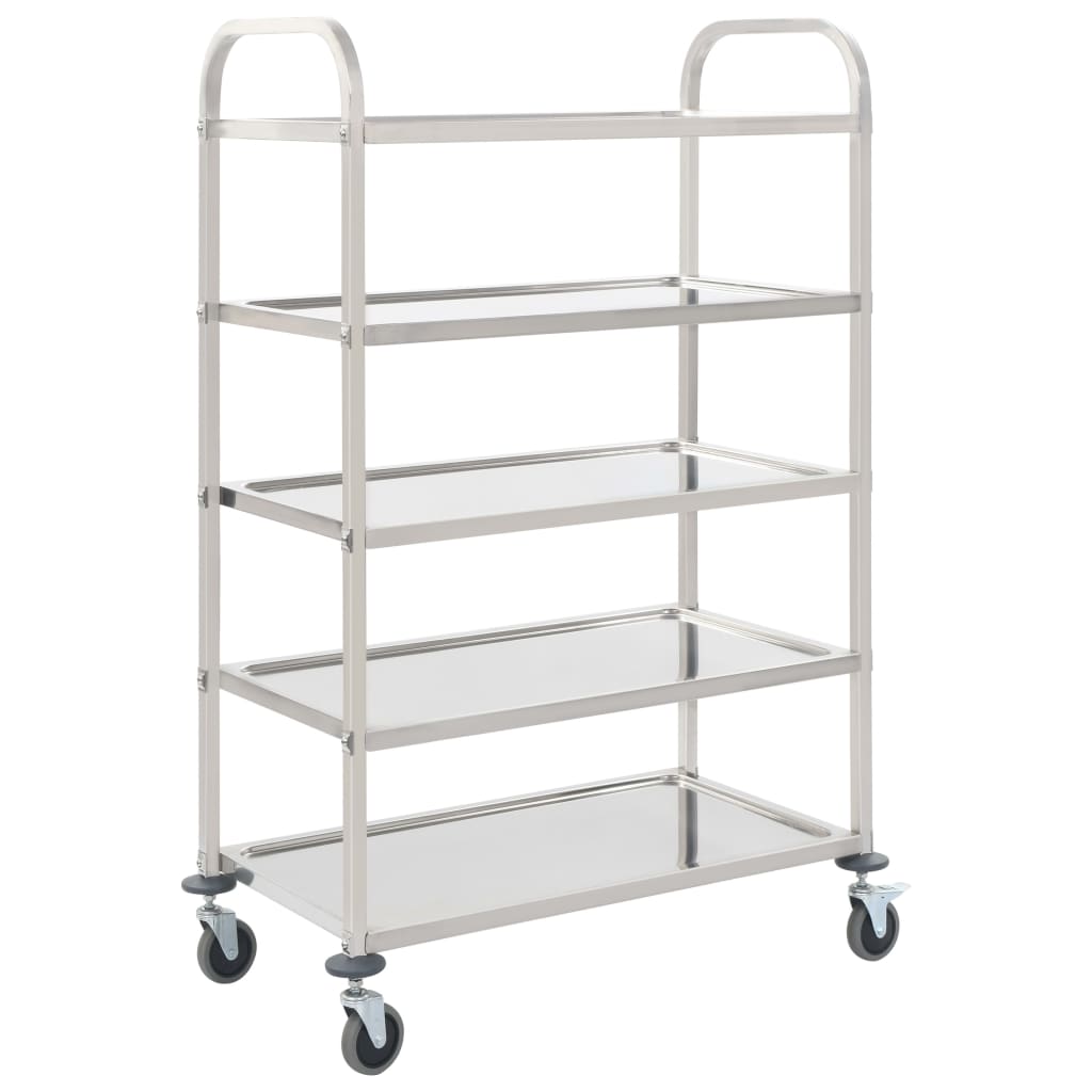 Carrello da Cucina a 5 Livelli 107x55x147 cm in Acciaio Inox - homemem39