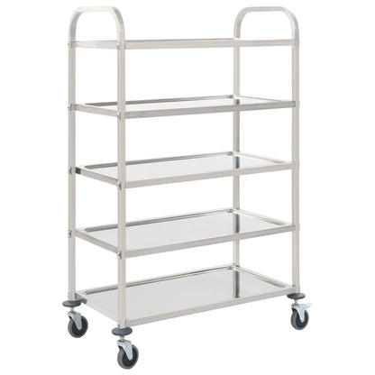 Carrello da Cucina a 5 Livelli 107x55x147 cm in Acciaio Inox - homemem39