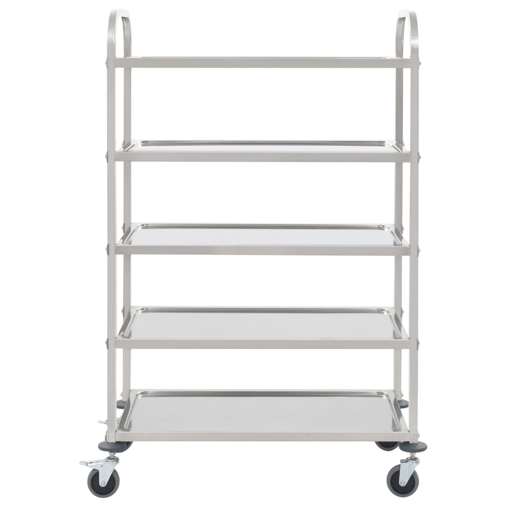 Carrello da Cucina a 5 Livelli 107x55x147 cm in Acciaio Inox - homemem39