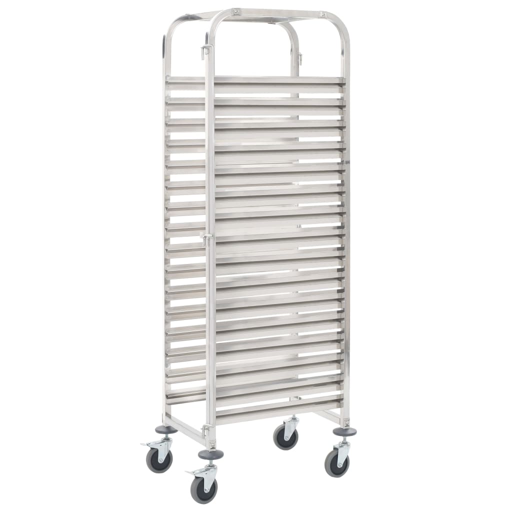 Carrello da Cucina per 16 Vassoi 38x55x163 cm in Acciaio Inox - homemem39