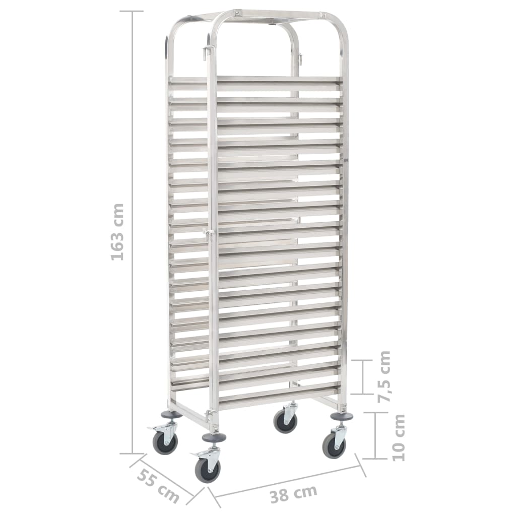 Carrello da Cucina per 16 Vassoi 38x55x163 cm in Acciaio Inox - homemem39