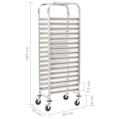 Carrello da Cucina per 16 Vassoi 38x55x163 cm in Acciaio Inox - homemem39