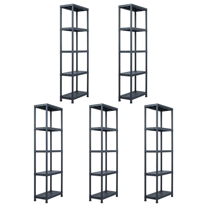 Scaffali 5 pz Nero 125 kg 60x30x180 cm in Plastica - homemem39