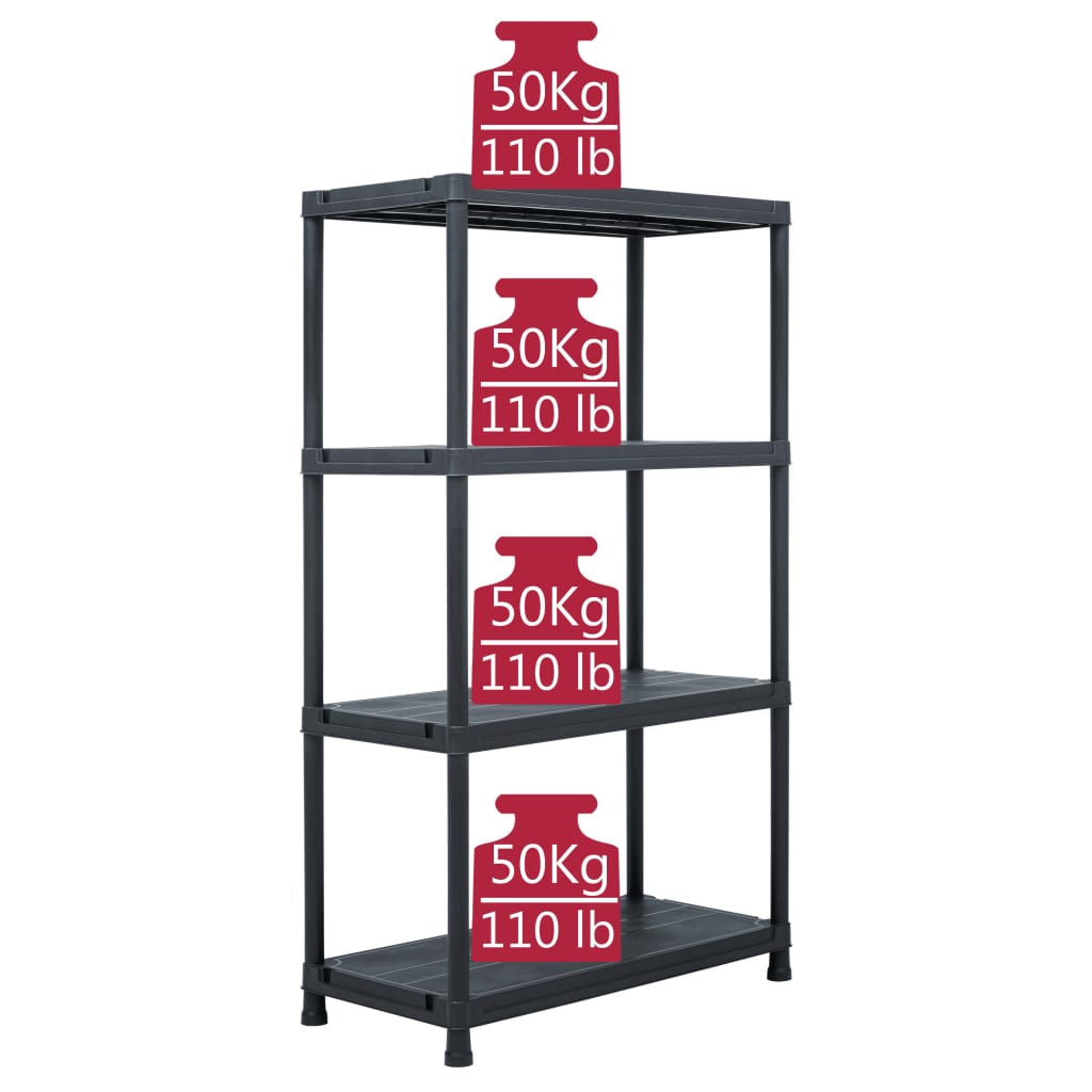 Scaffali 2 pz 200 kg 80x40x138 cm Nero in Plastica - homemem39