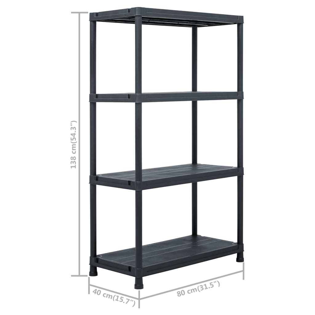 Scaffali 2 pz 200 kg 80x40x138 cm Nero in Plastica - homemem39