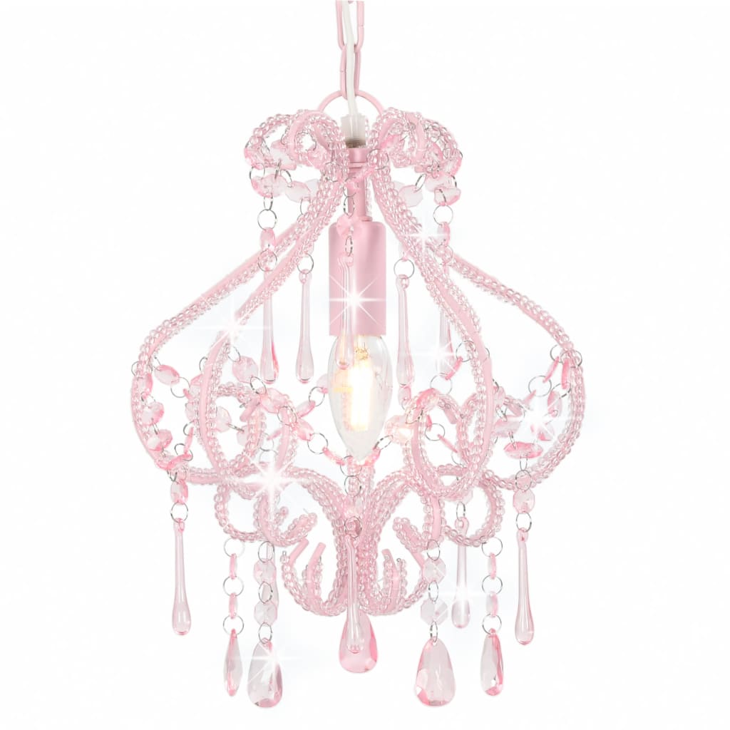 Lampadario con Perle Rosa Rotondo E14 - homemem39