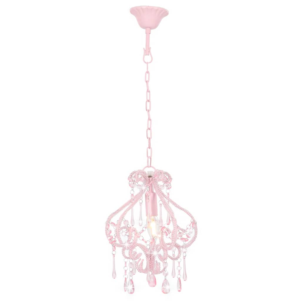 Lampadario con Perle Rosa Rotondo E14 - homemem39