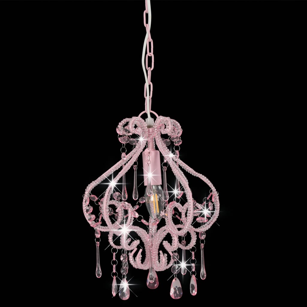 Lampadario con Perle Rosa Rotondo E14 - homemem39