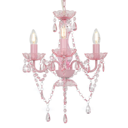 Lampadario con Perline Rosa Tondo 3 E14 - homemem39