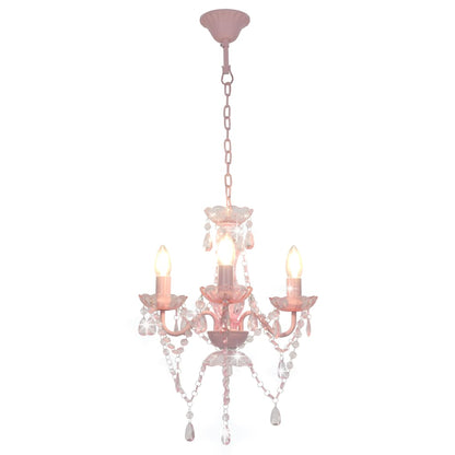 Lampadario con Perline Rosa Tondo 3 E14 - homemem39