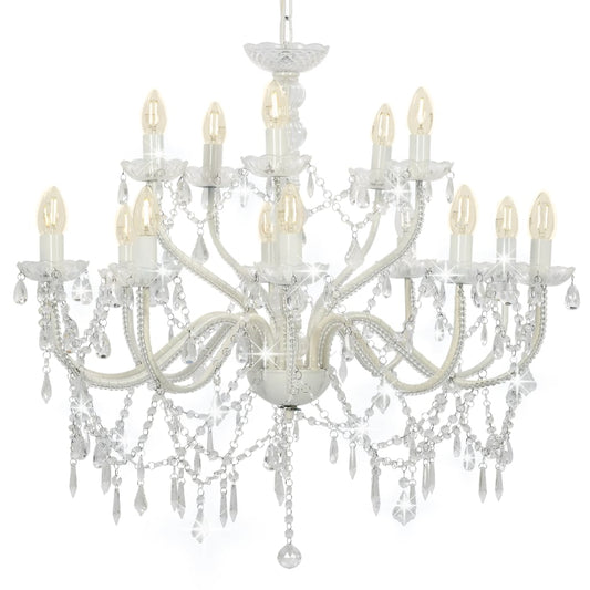 Candelabro a 2 Livelli Bianco 15 Lampadine E14 - homemem39