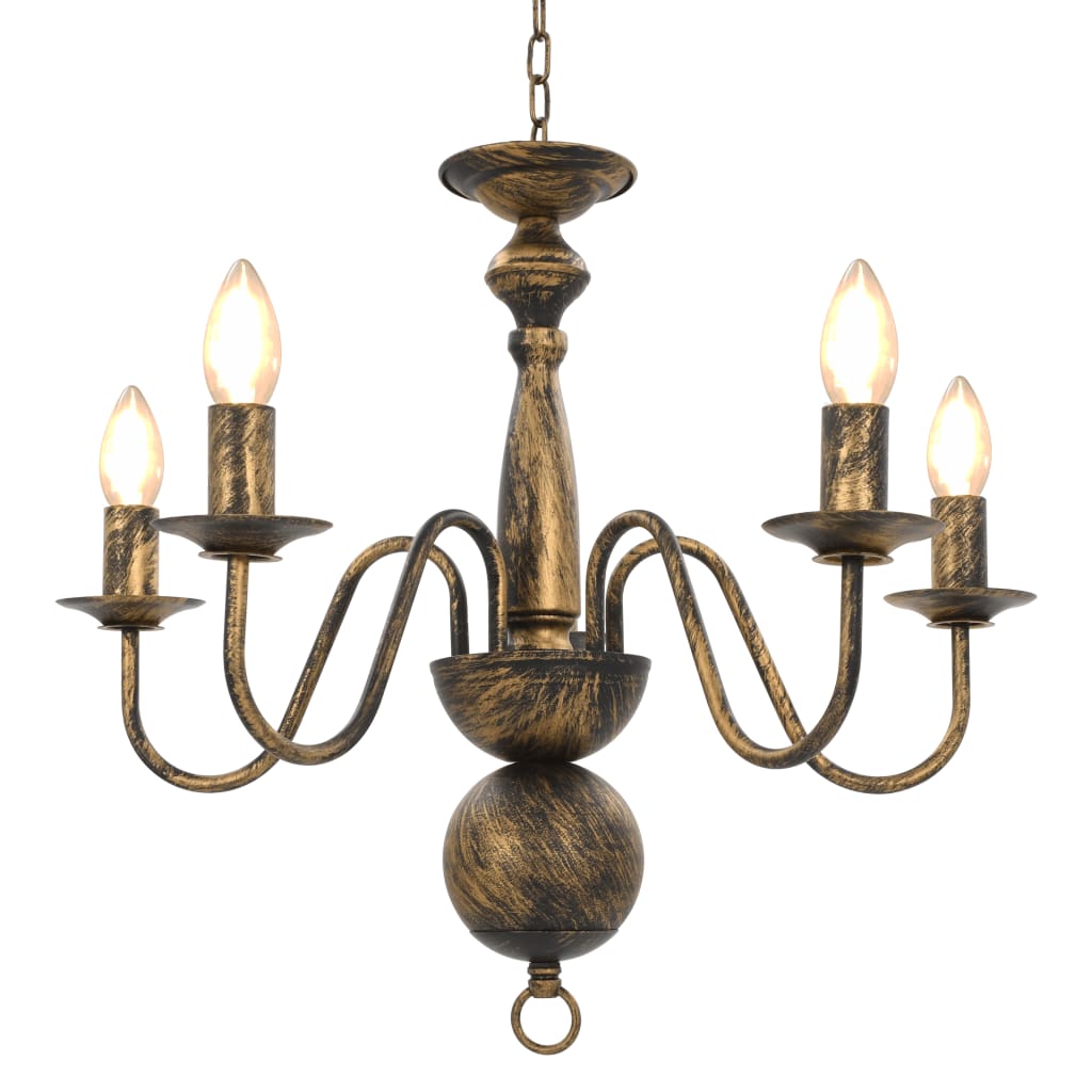 Candelabro Stile Anticato Nero 5 Lampadine E14 - homemem39