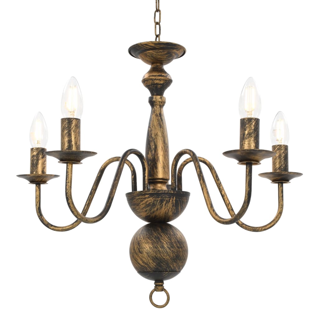 Candelabro Stile Anticato Nero 5 Lampadine E14 - homemem39