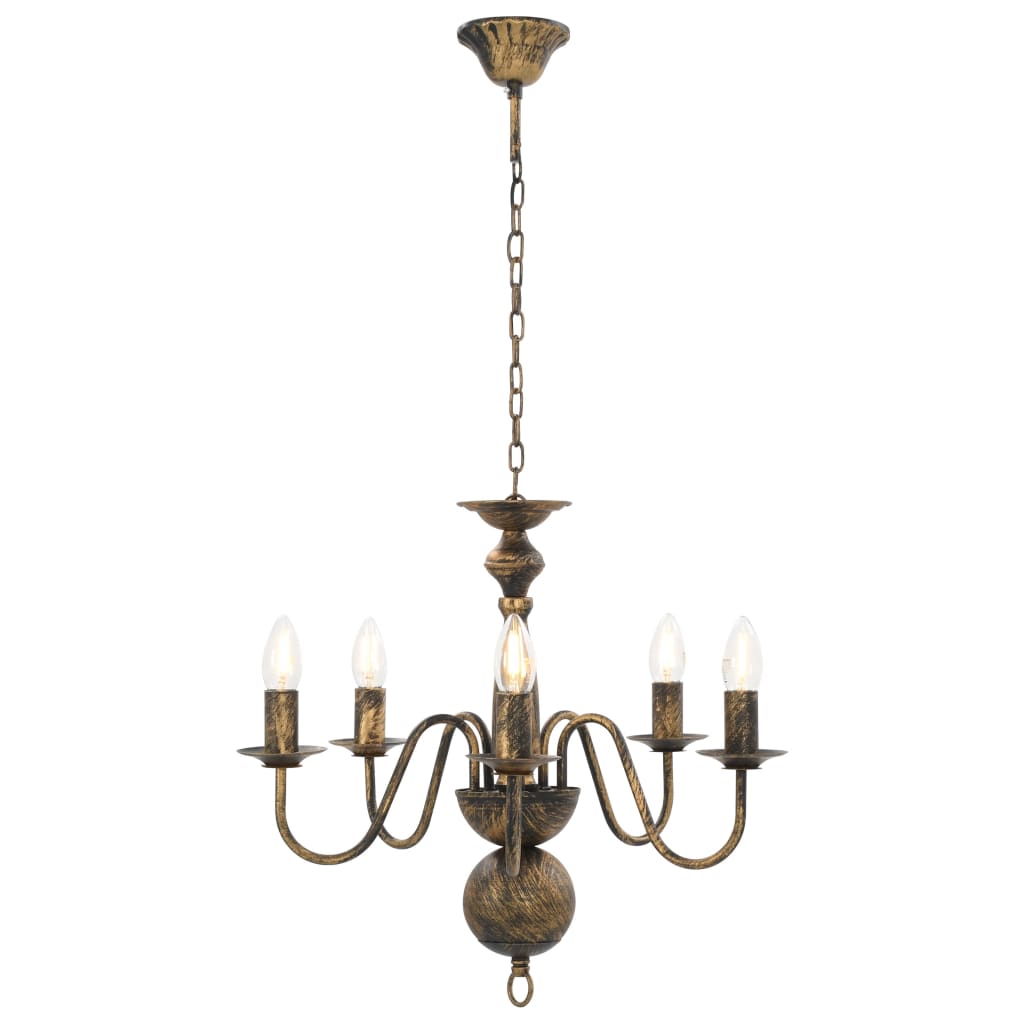 Candelabro Stile Anticato Nero 5 Lampadine E14 - homemem39