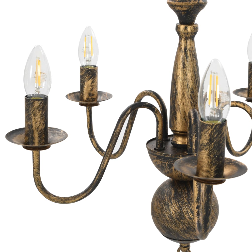 Candelabro Stile Anticato Nero 5 Lampadine E14 - homemem39