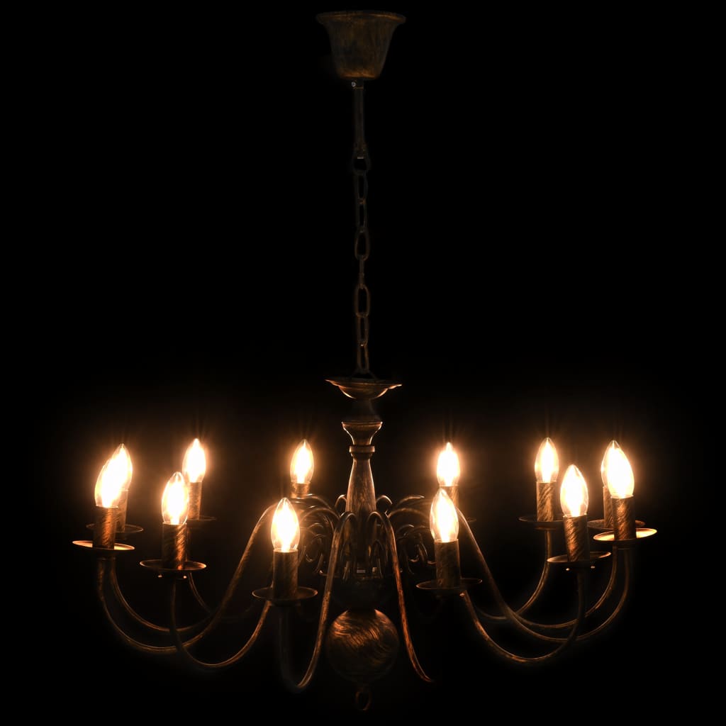 Candelabro Stile Anticato Nero 12 Lampadine E14 - homemem39